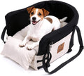 JZXOIVA Console Dog Car Seat & Travel Bed for Small/Medium Dogs, Booster Dog Car Seat with Safety Tether, Non-Slip Base, Washable Cover, Front or Back Seat Pet Carrier Bed, Black