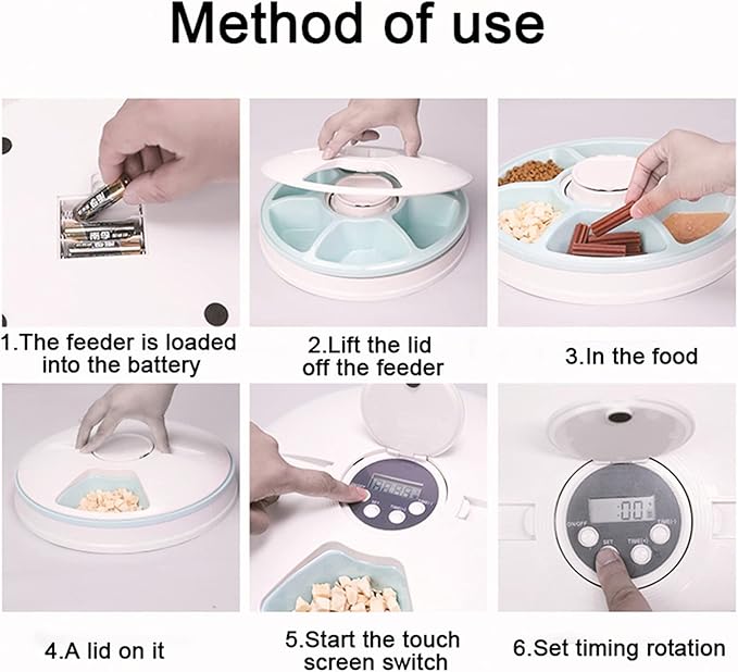 Massage cushion Pet Automatic Feeder Portion Control al Timer Detachable Dogs Cats Anti Slip 6 Meal Trays with Voice Recorder Dry Wet Food (Color : Green) (Pink)