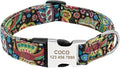 Personalized Dog Collar Nylon Print Dog Collars Customized Puppy Pet Collar Engraved Name ID for Small Medium Large Big Dogs Pug 019 Red Green L