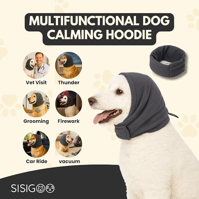 No Flap Ear Wraps for Dogs – Dog Ear Muffs Noise Protection & Snoods for Dogs – Dog Ear Cover for Bathing, Grooming, Drying, Hematoma Support & Anxiety Relief (Dark Gray, S)
