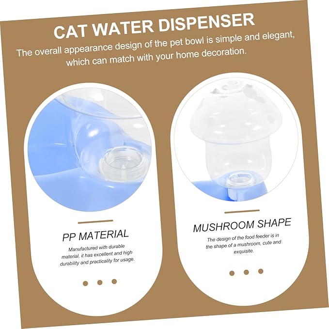 GANAZONO Automatic Cat and Dog Water Dispenser Gravity Feeding Mushroom Shape Pet Waterer Durable and Safe for Home Use Easy to Monitor Water Levels for Cats and Dogs