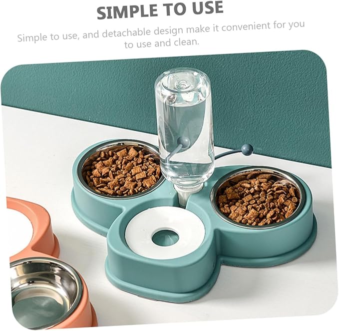 Dual Bowl Pet Waterer Automatic Feeder for Cats Dogs Easy-Slide Puppy Feeder