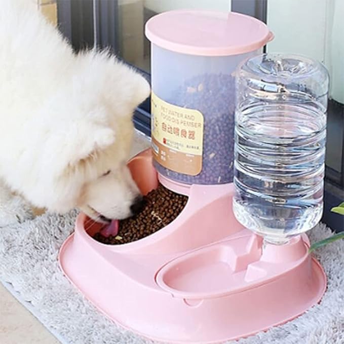 New 4L Large Capacity Dualuse Automatic Unplugged Gravity Pet Food Feeder And Water Dispensers Dog Food Bowl Cat Drinking For Supplies Pets Pet water dispenser (Blue)