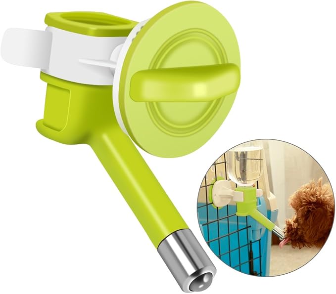 Pet Water Dispenser, Automatic Dogs Cats Feeder No Drip Fountain Bottle Head Anti Leaking Hanging Drinking Nozzle (Green)