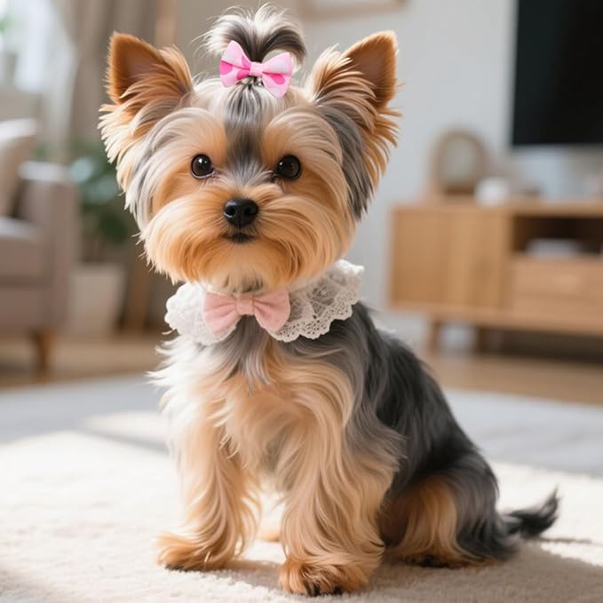 Mruq 100PCS Cute Puppy Dog Small Bowknot Hair Bows with Alligator Clips Bows for Girl Doggie Hair Grooming Handmade Pet Gifts Accessories