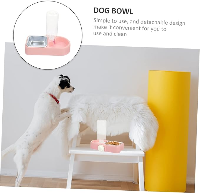 BESPORTBLE 1set Hanging Automatic Water Feeder for Dogs and Cats Detachable Non-Skid Bowls Dual Food and Water Function Convenient Pet Feeding