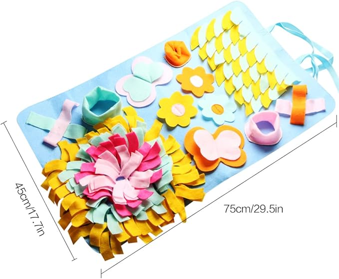 Happyyami 1Pc Dog Snuffle Mat for Nose Work Interactive Training Blanket for Dogs Feeding Cushion Energy Consuming Puzzle Mat Non Slip Design for Relief