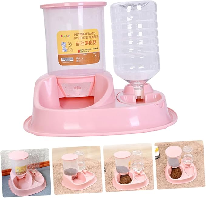 VANZACK Practical Automatic Feeder for Dogs Cats Large Water Bowl Food Dispenser