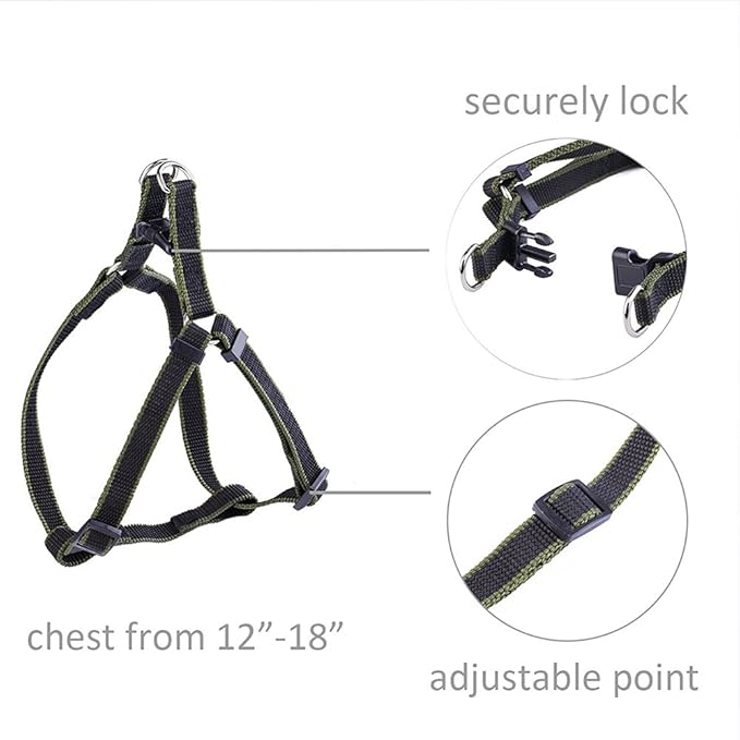 Durable Nylon Braided Dog Leash Dog Harness Dog Collar No Pulling Adjustable Harness Soft Padded Collar for Small Dog/Puppy/Cat