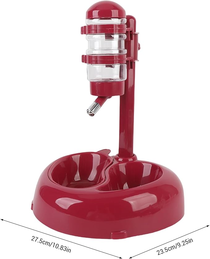 Asixxsix Dog and Cat Standing Water Dispenser Bowl, Automatic Pet Water Feeder with Heart Shaped Design, Adjustable Height, Large Capacity, Nonslip Base, Non Spill, Easy to Clean for Oral (Burgundy)