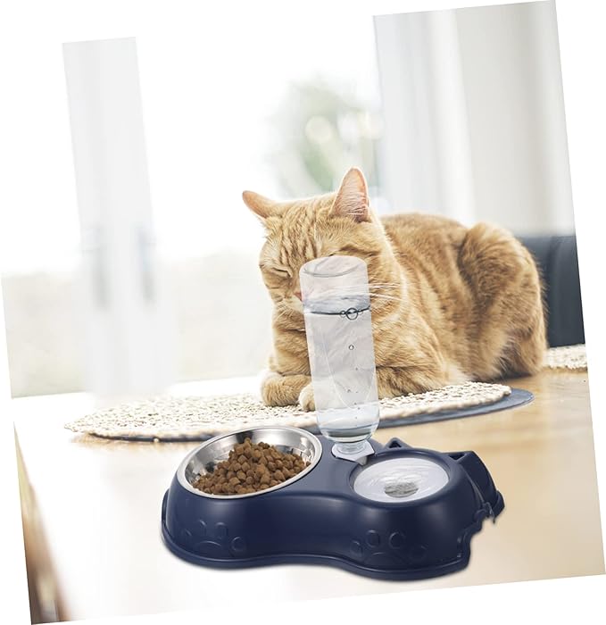 BESPORTBLE 1set Automatic Pet Feeder Dual Bowls for Cats and Dogs Non- Design Easy to Food and Water Dispenser for Busy Pet Owners Stylish Home Decor