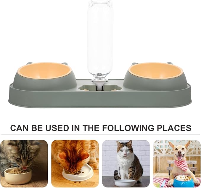 Cat and Dog Feeder Automatic Feeder and Drinker Double Bowl Pet Food Dispenser Easy to Use Safe for Pets Random Style