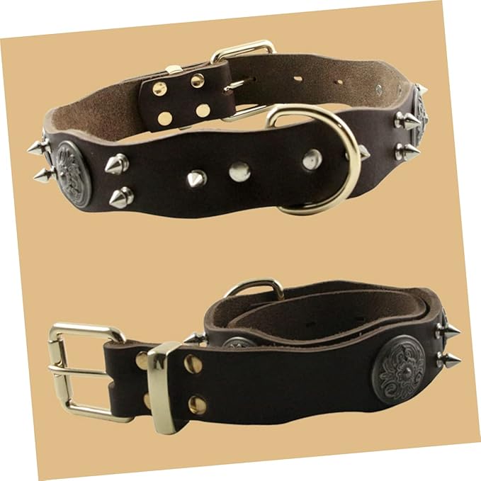 Pet Cowhide Collar for Medium Large Dogs Adorable Leather Necklet Stylish Design Material XL Pet Accessory