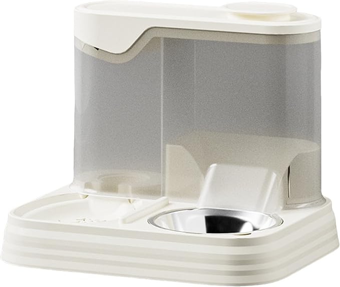Automatic Pet Feeder and Water Dispenser Set Large Capacity Smart Food Dispensing Bowl for Dogs Cats Animals Indoor Use(White)