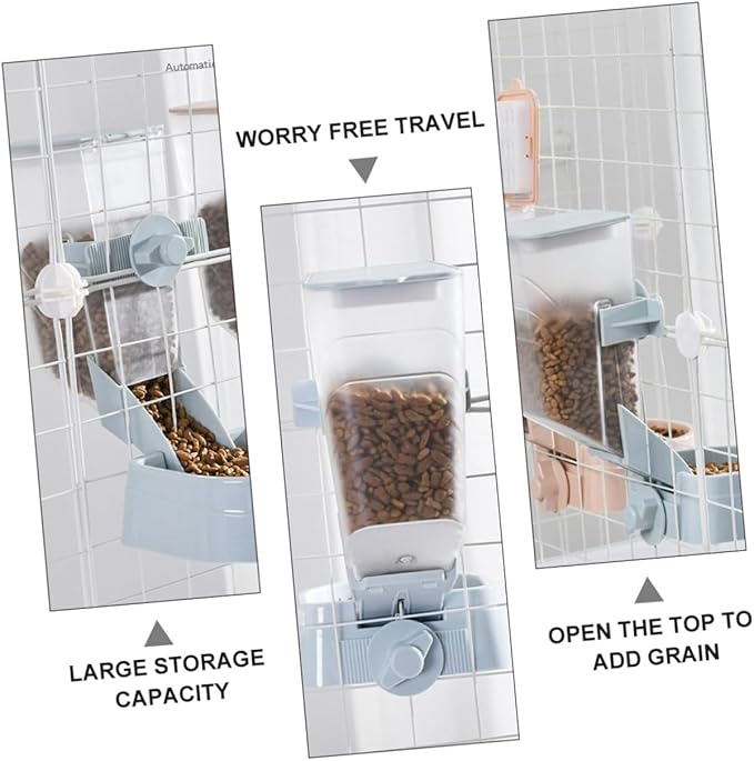 2l Automatic Dog Feeder Hanging Cage Pet Food Dispenser Large Capacity Blue Suitable for Dogs and Puppies in Home and Outdoor Use