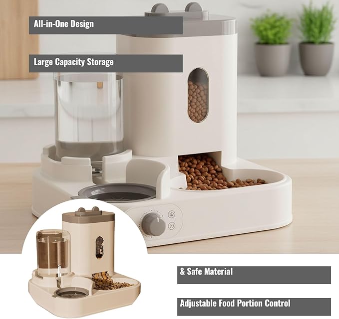 Automatic Pet Feeder with Water Dispenser - Self-Feeding Station for Cats and Dogs, Ideal for Home or Travel Use