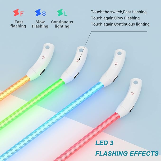 Dog Collars Light Up Rechargeable for Night Walking,Durable LED Dog Collar,Adjustable Lighted Dog Collar for Small Medium Large Dog