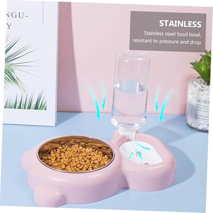 Stainless Steel Double PET Feeding Bowl Waterproof Dog Bowl Automatic Water Feeder for Dogs and Cats 2-in-1 Design