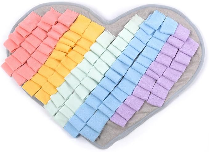 Heart-Shaped Rose Snuffle Mat for Dogs and Cats, Washable Pet Nose Work Mat, Interactive Feeding Mat to Relieve Boredom and Stress (V7)