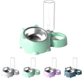 Cat Food and Water Bowl Set, Automatic Dog Dish Bowl with Water Dispenser, Removable Drinking and Eating Bowls, No-Spill Pet Feeder for Puppy, Medium Dogs & Cats (Green)