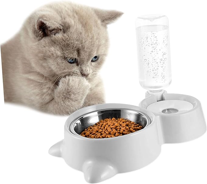 Automatic Pet Feeder Bowl with Water Dispenser Double Dog Bowls for Food and Water Food Grade Portable Lightweight Non Spill Design for Pets