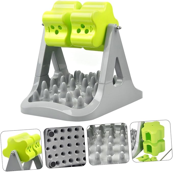 1piece Dog Automatic Food Dispenser Slow Feeder Dog Bowl for Healthy Eating Choking Design Material Grey and Green for Puppies and