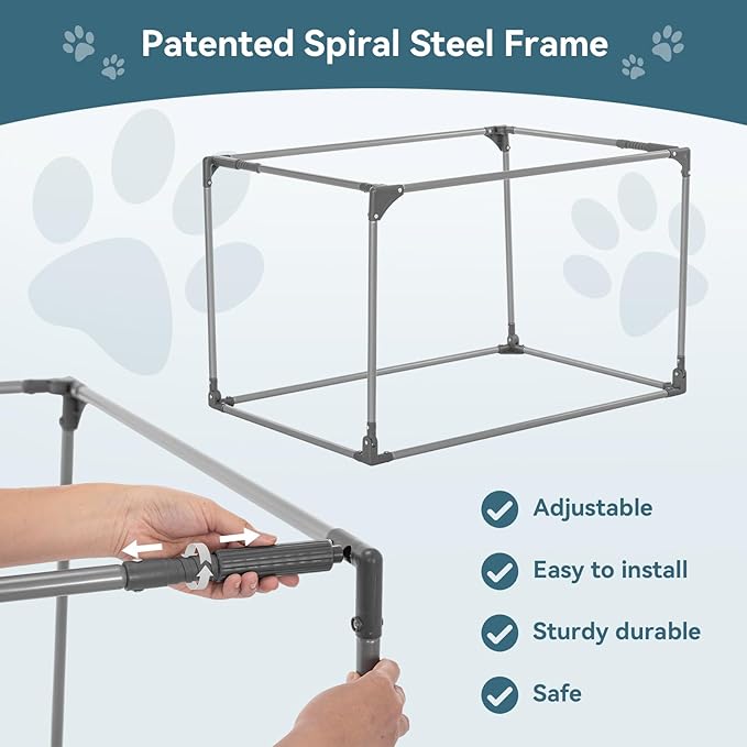 PETSFIT Portable Dog Crate, Soft Sided Dog Crate - 26 Inch Lightweight, Easy Setup, Sturdy Dog Travel Crate, Adjustable Framework with 3 Mesh Door, Collapsible Dog Kennel Khaki