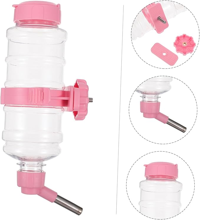 HANABASS Automatic Pet Water Feeder 473ml Capacity Pink Rabbit Cat Drink Dispenser