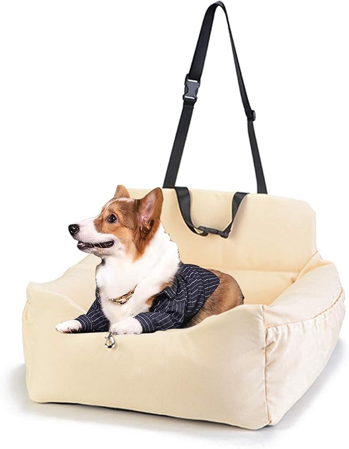 Dog Car Seat, Puppy Booster Seat for Small Medium Dogs Cats,Dog Travel Car Carrier Bed Car Safety Seats with Storage Pocket and Clip-On Safety Leash and Removable Washable Cover