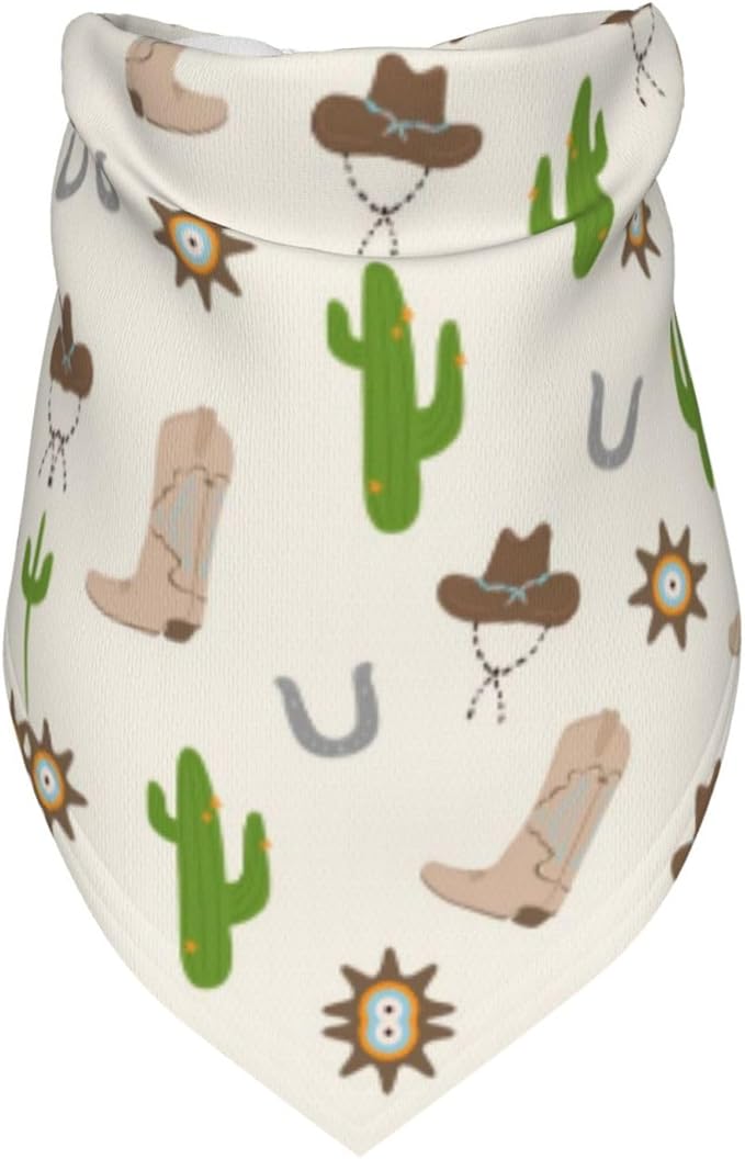 Western Dog Bandanas, Cartoon Cowboy Dog Scarf, Accessories Puppy Kitten Party Festival and Daily Wearing,West Cowboy Accessories Party Cosplay (Cactus)