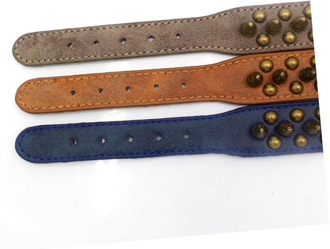 Anti-bite Rivet Pet Collar Adjustable Dog Collar with Round Nail Design Dark Blue Xs Stylish Neck Strap for Walking Outdoor Sports