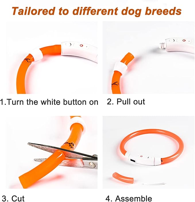 Dog Collars Light Up Rechargeable for Night Walking,Durable LED Dog Collar,Adjustable Lighted Dog Collar for Small Medium Large Dog
