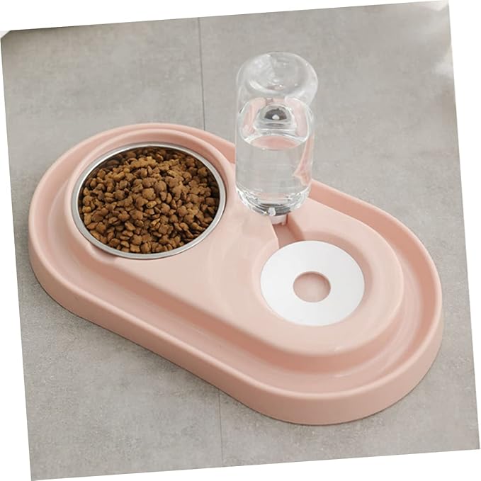Sosoport Automatic Water-Adding Dog Cat Bowl Pp Plastic Stainless Steel Double Bowl Feeder Outdoor Pet Water Feeder