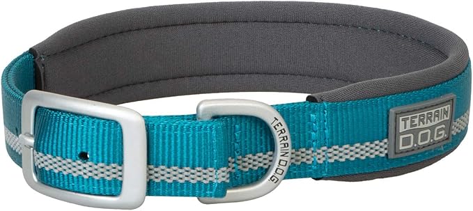 Terrain D.O.G. Reflective Neoprene Lined Dog Collar, Blue Bay, 19" (17-20 in., 1 in. Width), Model Number: 07-0861-71-19