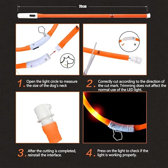 Dog Collars Light Up USB Rechargeable for Night Walking,Durable LED Dog Collar with 3 Modes Switch,Adjustable Lighted Dog Collar for Small Medium Large Dog