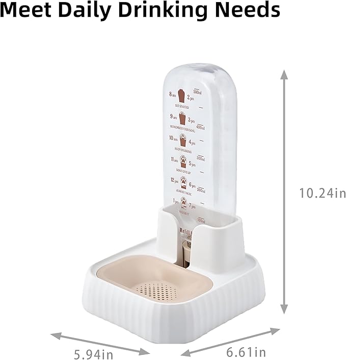 Cat Water Dispenser - Water Dispenser for Dogs -Cat Water Dowl - Automatic Pet Water Dispenser - Dog Water Dowl (White)
