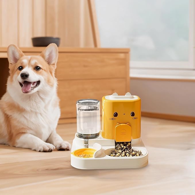 Automatic Dog Feeder – Food Dispenser | 2-in-1 Automatic Pet Food & Water Dispenser Set with Large Capacity Container Bowl, Ideal Feeding Solution for Puppy, Kitten & Small Medium Pets