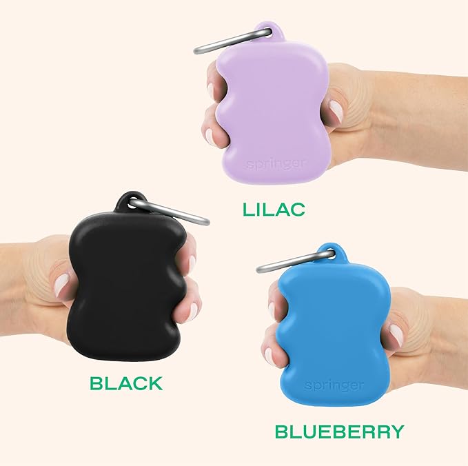 Springer Dog Treat Pouch for Effort-Free Squeeze Dispensing - Easy-Fill, Food-Grade Silicone Treat Pouches for Pet Training - Includes Carabiner-Blueberry