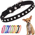 Black Bling Dog Collars for Small Dogs, Pretty Sparkle Diamond Puppy Collar Crystal Jewel Glitter Rhinestone Cat Collar for XXS Xs Small Medium Pet Female Dogs Girl, S