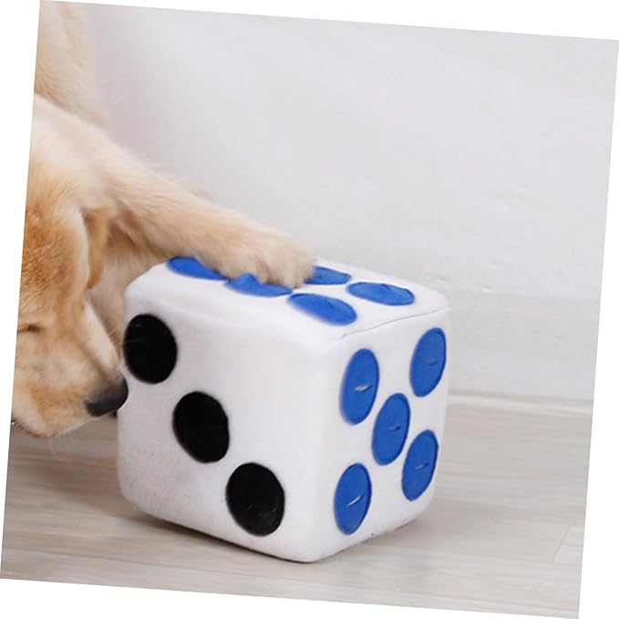 ibasenice Dog Plush Dice for Pets Soft Sniffing Training with Creative White Design Interactive Plush Chew for Dogs and Puppies Easy to pet Enrichment