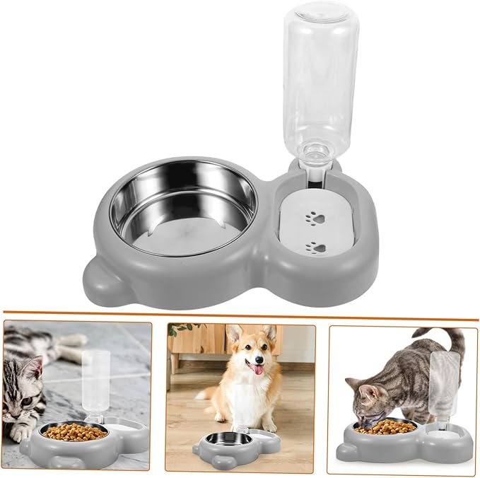 SUPVOX Automatic Cat Feeder and Water Dispenser Dual Functionality Cat Bowl Neck Protection Elegant Design for Home and Pet Shops
