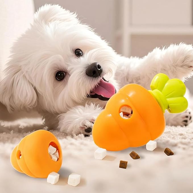 Dog Carrot Puzzle Toy Slow Feeder Nose Work Feed Games Hide and Seek Interactive Toy for Puppy IQ Stimulation &Treat (Orange, Small + Medium)