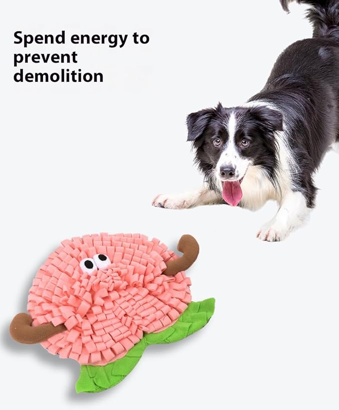Fruit Shaped Snuffle Mat for Dogs and Cats, Interactive Slow Feeding Toy with Crinkle Paper BB Squeaker and Bell, Peach Watermelon Lemon Pear Design, Soft Fleece with Non-Slip Bottom (watermelon)