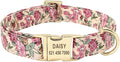 Flower Dog Collar Leash Set Custom Small Medium Large Dog Pet Collars Floral Print Nylon Dog Collars with Treat Bag Snack Bag Beige Collar S