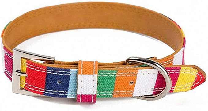 Colorful Rainbow Pet Dog Collar Necklace Apparels Nylon Material Durable Puppy Dog Cat Harnesses Leash Accessories (XXS-L) 13