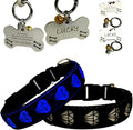 LED Dog Collar with Diamond Pattern, 15 Light Modes, with Bonus Pet ID Tag and Bell (Black, XL(19.7-23.6"))