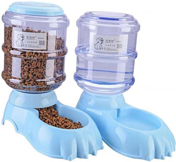 Sosoport Automatic Cat Feeder Water Dispenser Large Capacity Pet Bowl Portable Slow Feeding Container for Dogs Cats
