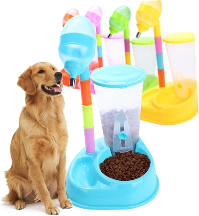 BESPORTBLE Dual-Function Pet Water Feeder Food Dispenser for Dogs and Cats Easy Clean Design Automatic Waterer Blue