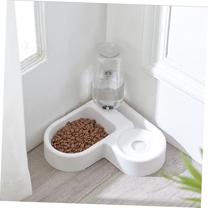 VANZACK Pet Feeder Automatic Water Bowl Double Cat Dog Bowl Heart Shape Non-Slip Easy to Clean Plastic