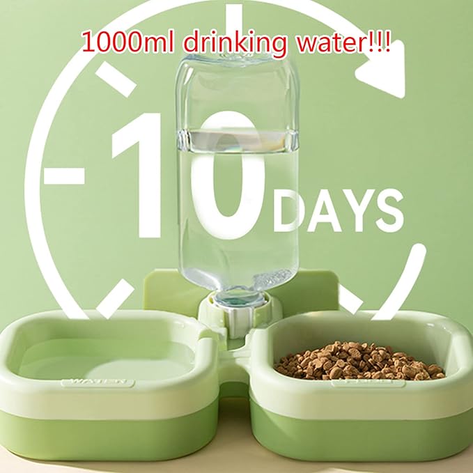 Automatic Cats Dogs Feeder Waterer Food Bowl Pet Feeding Solution 17Oz Water Dispenser for Small Large Pets
